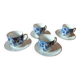 Set of 4 Romania cups and saucers