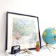 Vintage map Asia USSR Japan 43x43cm from 1950