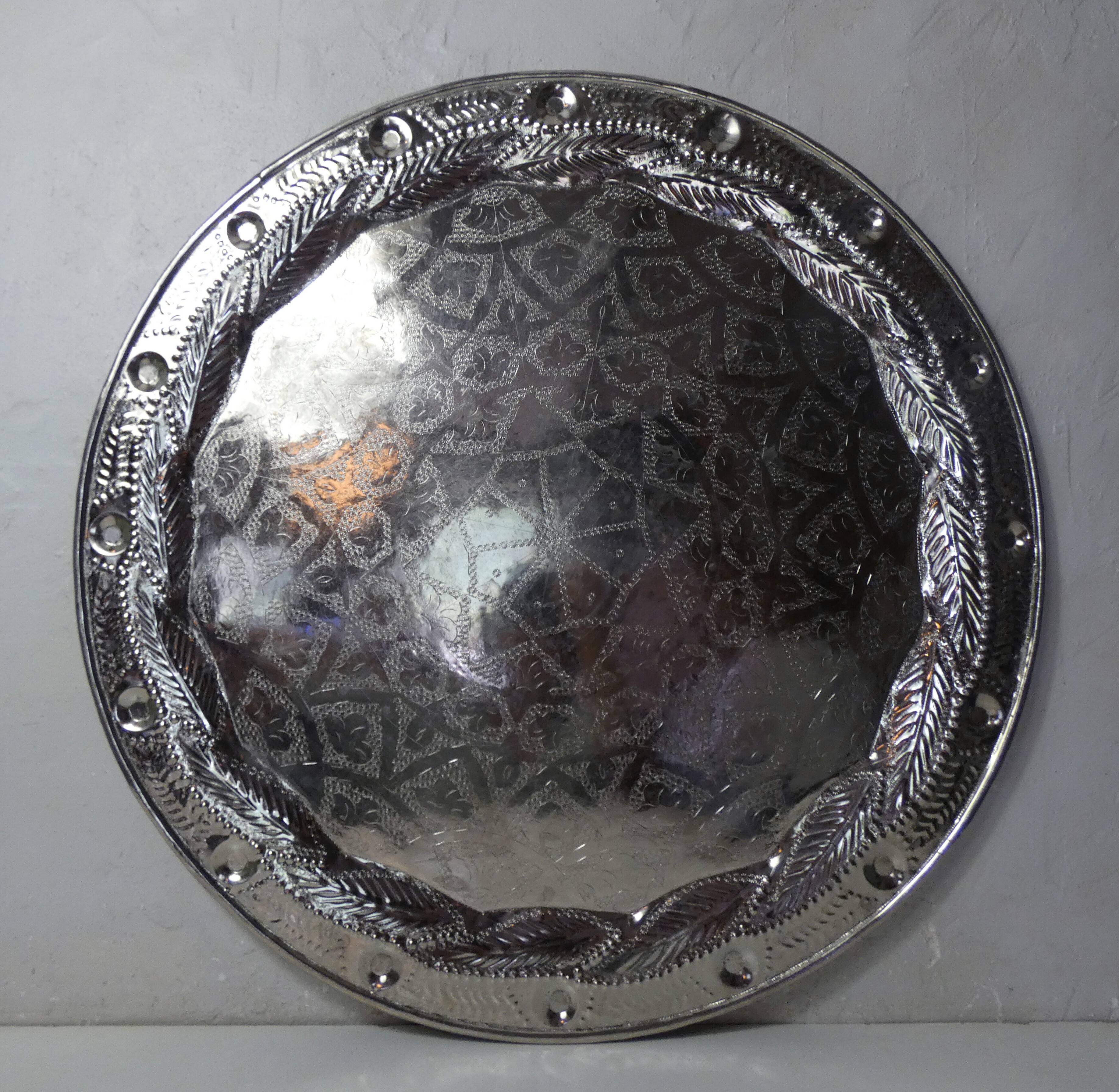 vintage folding oriental coffee table with silver metal top