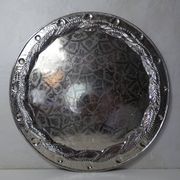 vintage folding oriental coffee table with silver metal top
