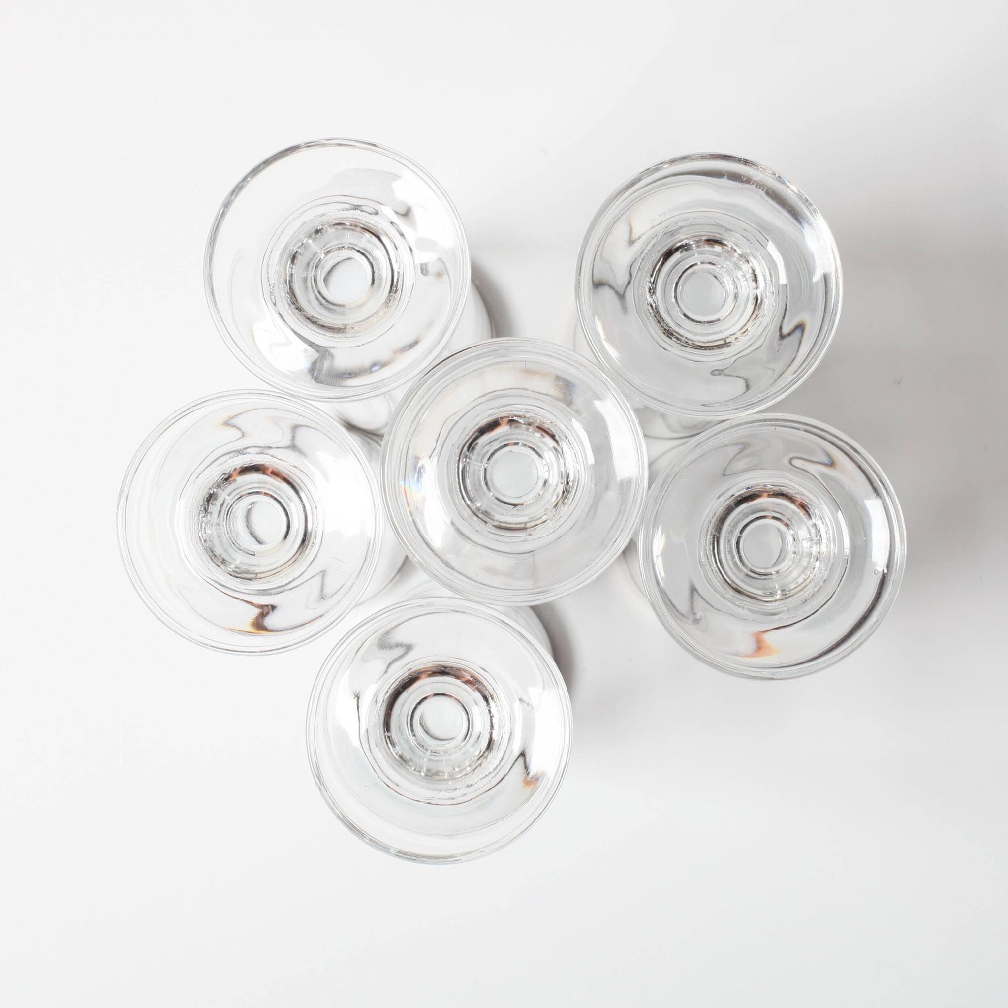 Set of 6 Vintage Italian Clear Wine Glasses Silver Rim Mid-Century Stemware