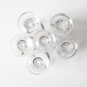 Set of 6 Vintage Italian Clear Wine Glasses Silver Rim Mid-Century Stemware