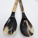 Serving cutlery set in buffalo horn and smooth bone handle
