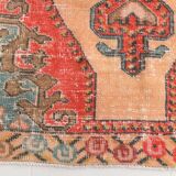 4x7 Orange Red Geometric Oriental Vintage Rug, 134x218Cm