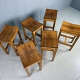 Set of 2 Japandi oak stools by Jonas Lindvall for David Design 1990s