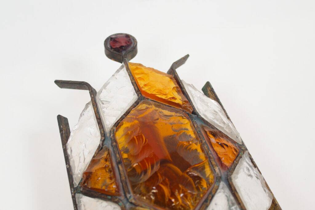 Brutalist glass wall sconce by Longobard, Italy 1960s