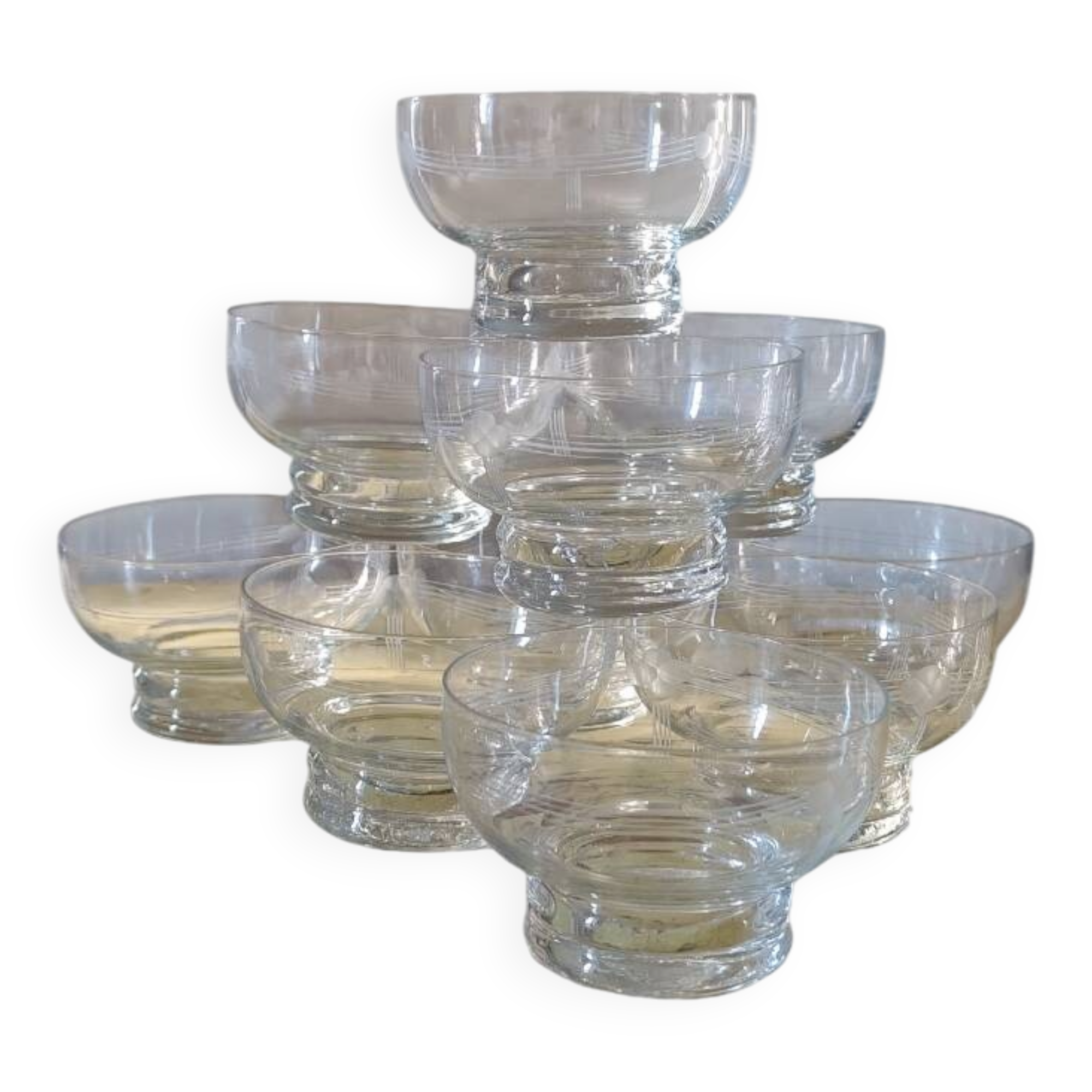 Set of 10 vintage champagne glasses from the 1960s
