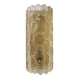 Glass and brass wall light by Carl Fagerlund for Orrefors, 1960.