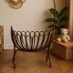 Antique bent rattan cradle – flower design – with canopy support