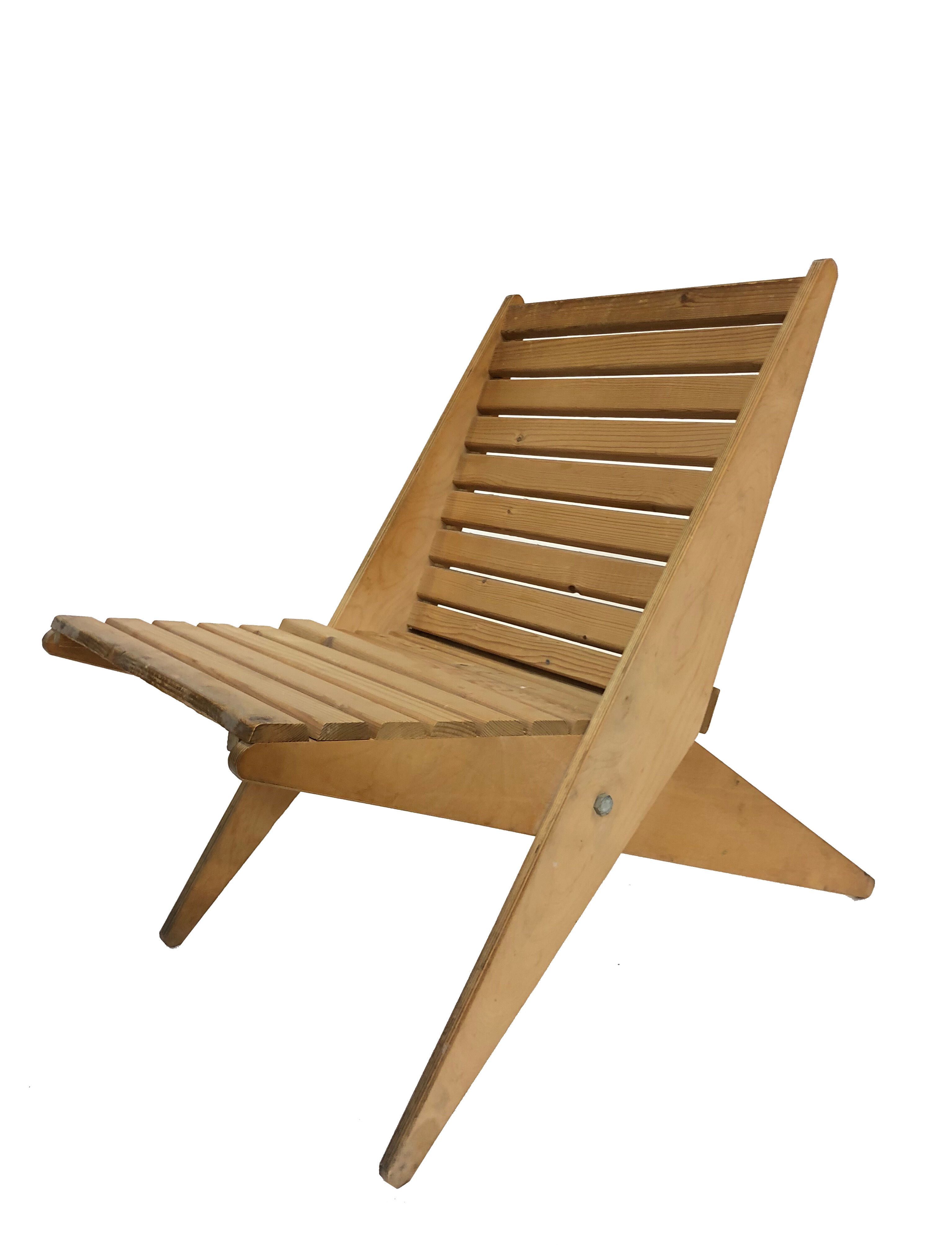 Wooden garden chair folding from the 70s in the Netherlands