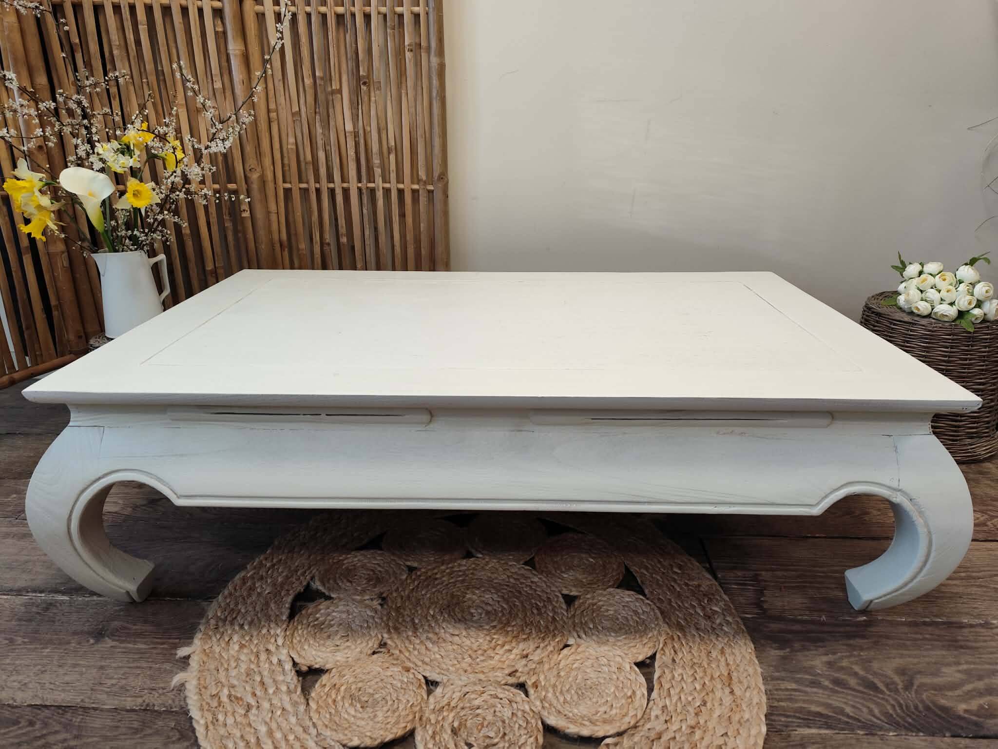 Low table in exotic wood with its safety glass