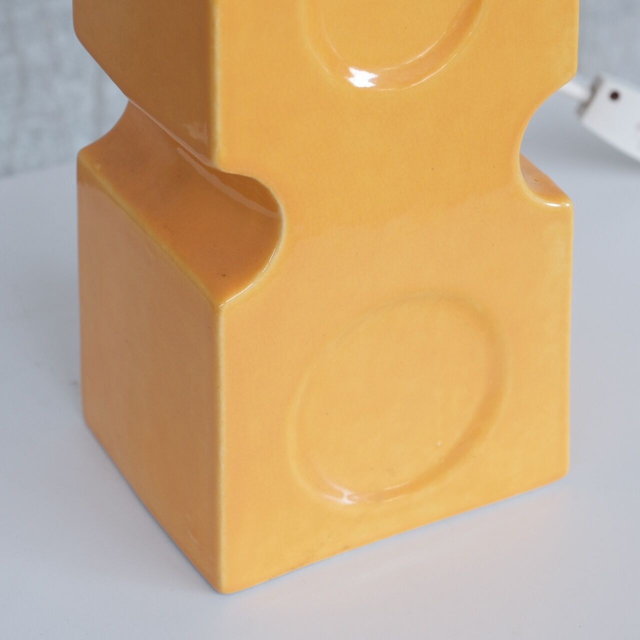 Single Pop Yellow Ceramic Mid-Century Belgium Table Lamp