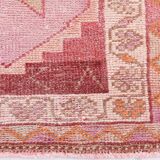 3x13 Rug For Kitchen Red Beige Oushak Vintage Runner Rug, 83x386Cm