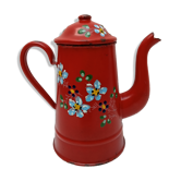Red enamelled coffee with flowers