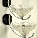 Pair of Ezan art deco glass and chrome wall lights