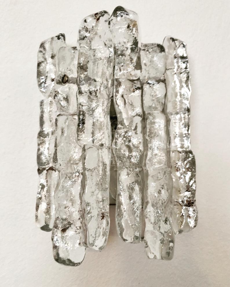 Modern ice glass wall lamp by J.T. Kalmar  for Franken KG