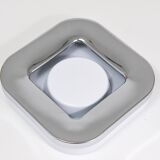 Square white ashtray Ico Parisi, chrome and melamine by Lamperti, Italy, 1970s.