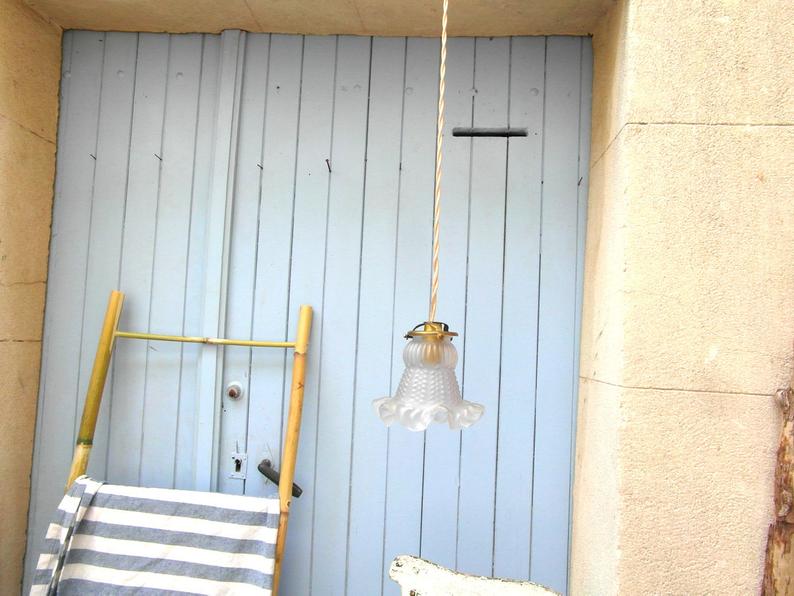 Art deco hanging in white opaque glass