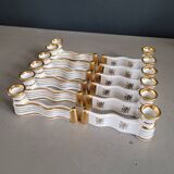 12 Limoges art porcelain knife rests in their case