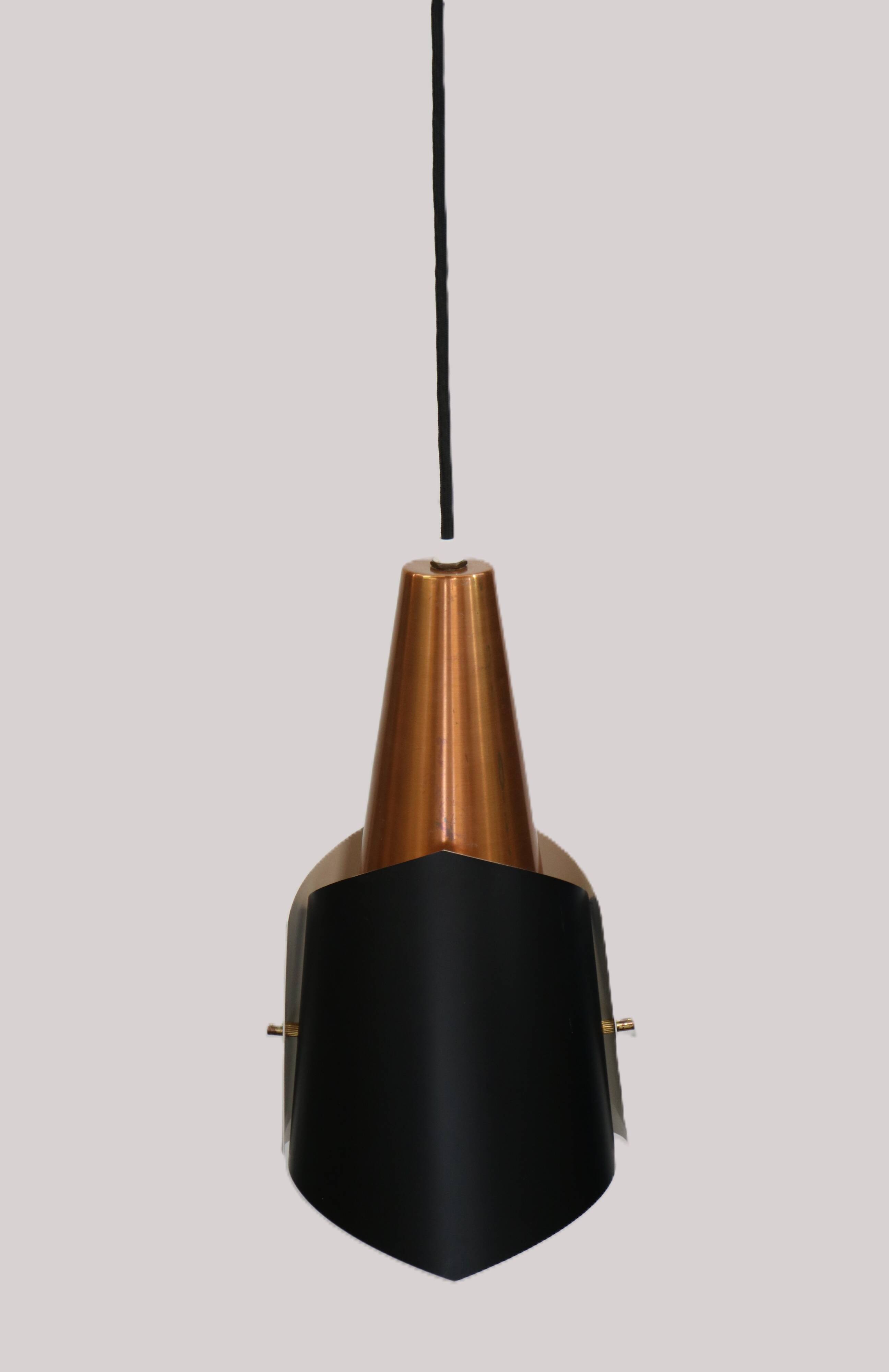 Danish Modern Copper / black  design lamp - 1960s Style