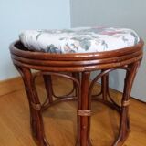 Wicker pouf with cushion