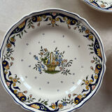 Set of 3 decorative plates Rouen earthenware Masse