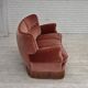 1970s, 3-seater Danish curved sofa, pink furniture velour.