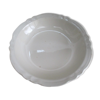 Old round hollow dish Sarreguemines, ivory