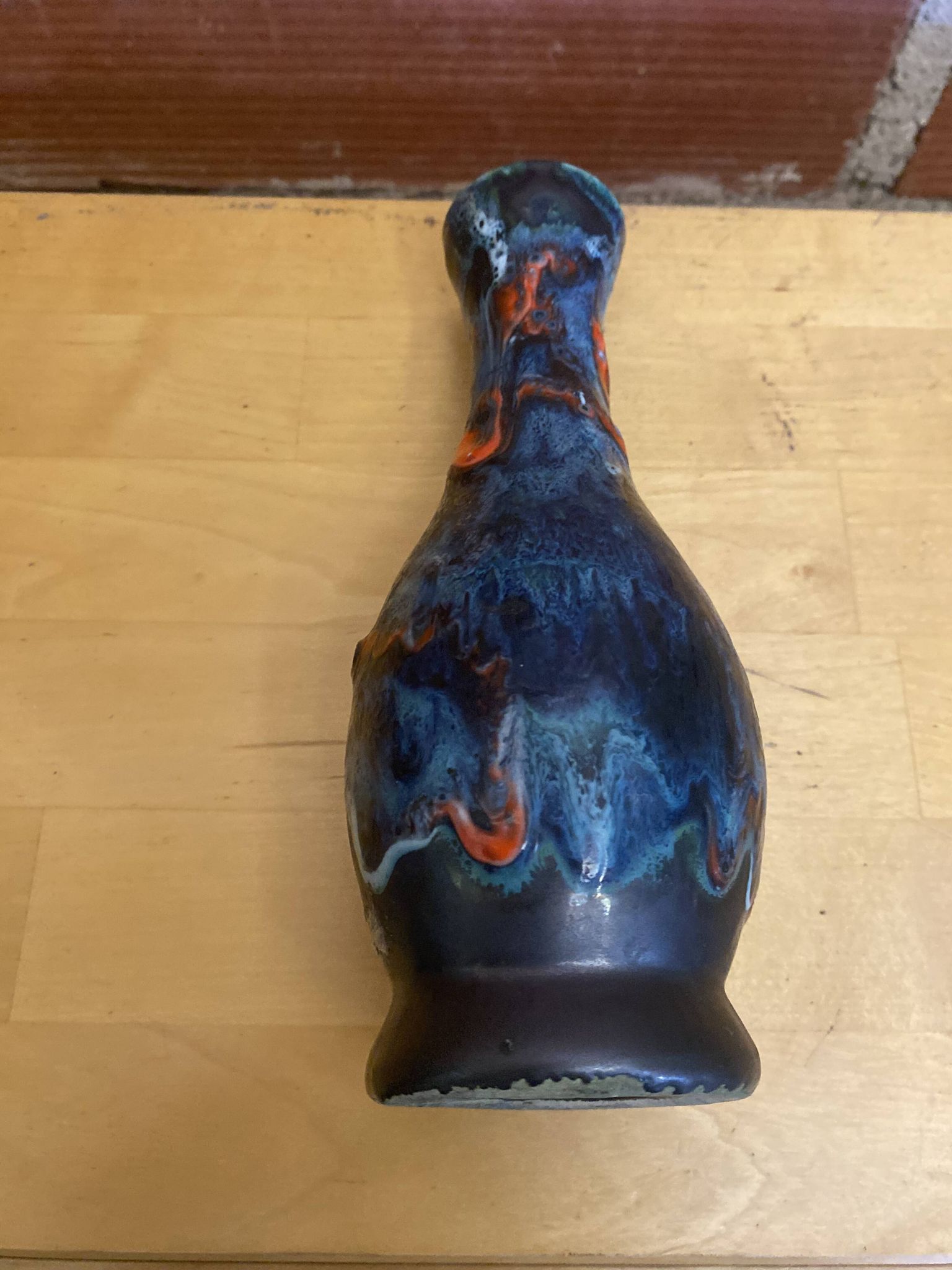 Vintage polychrome ceramic soliflore vase in the old style vallauris