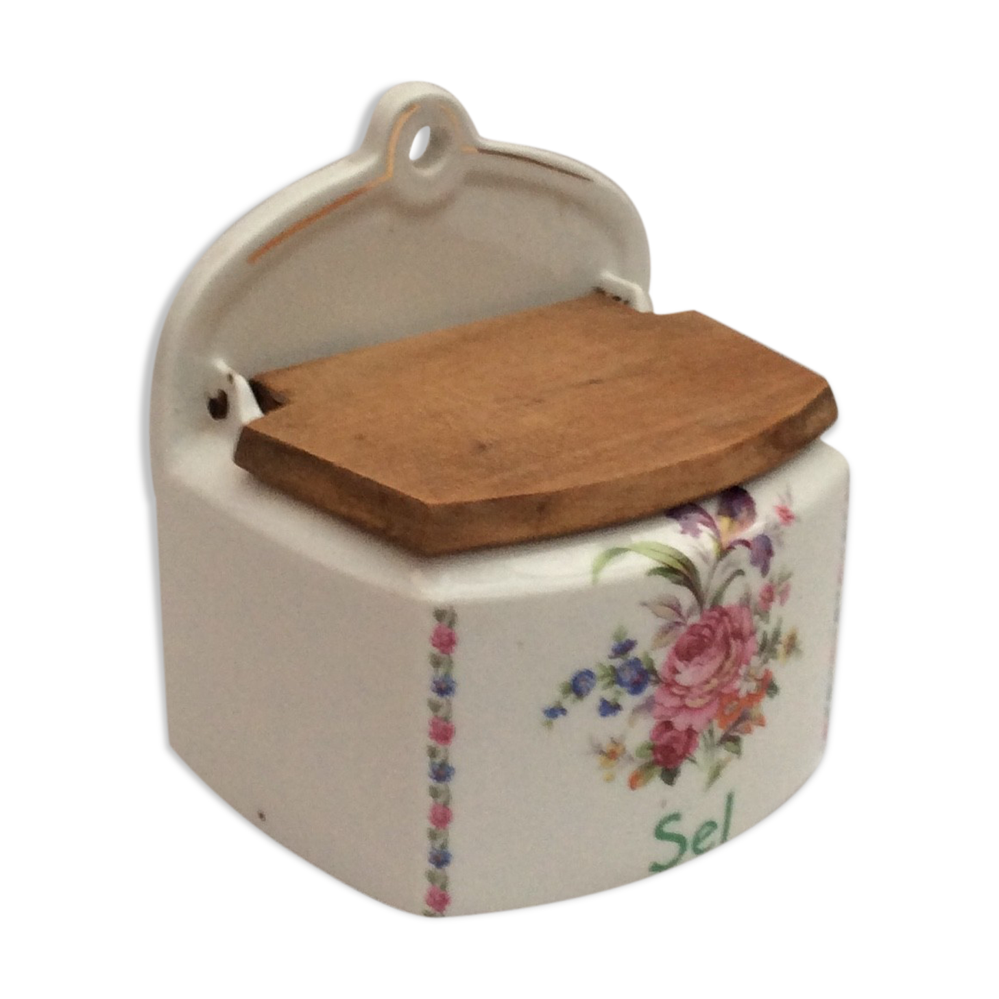Pot à épices boîte à sel mural en porcelaine motif de fleurs