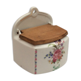 Spice pot porcelain wall salt box flower pattern