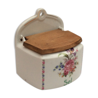 Spice pot porcelain wall salt box flower pattern