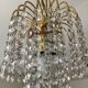Small vintage brass chandelier with crystal droplets