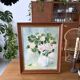 Oil painting / vintage framed rose flowers