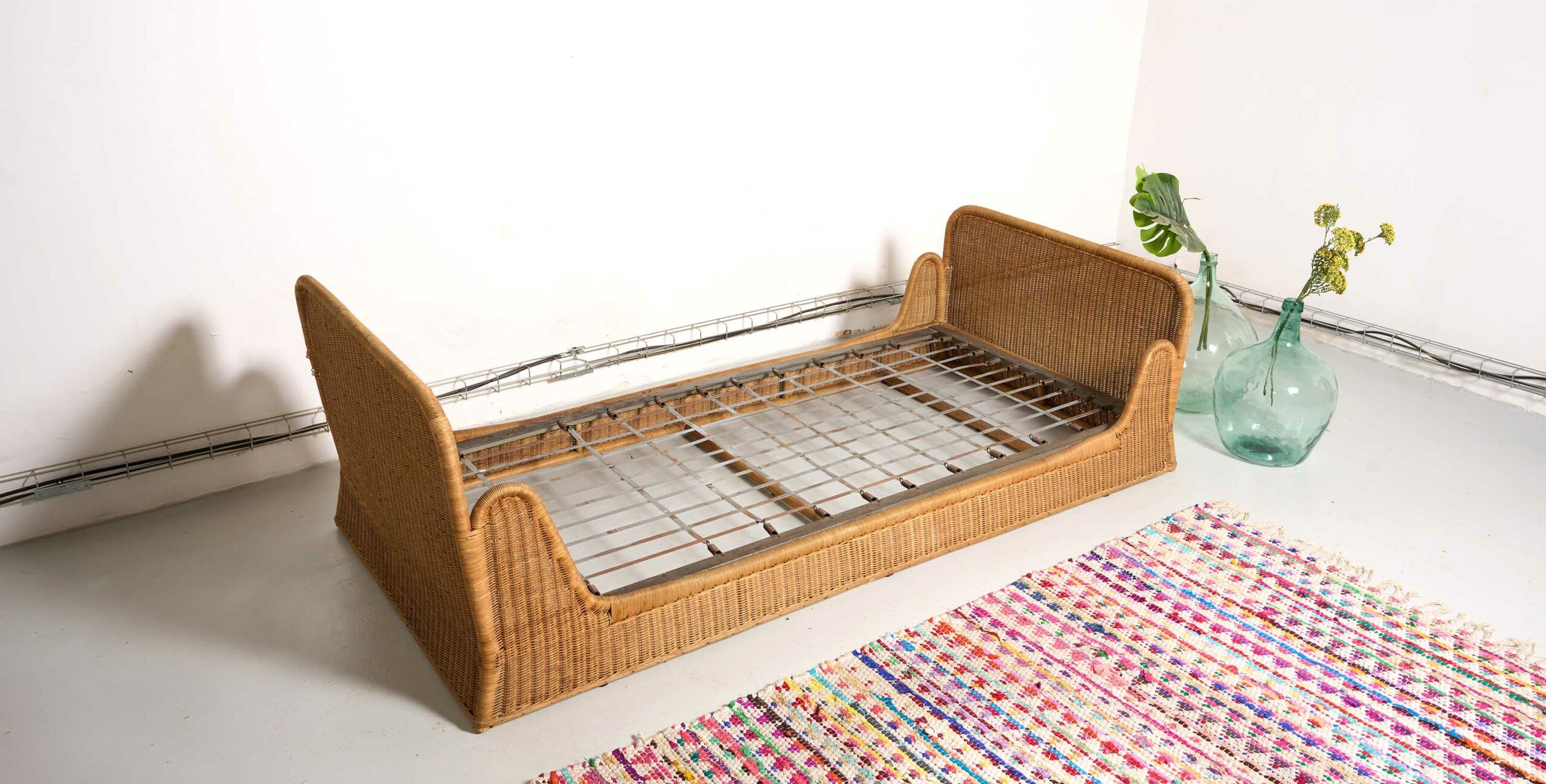Vintage rattan sofa bed