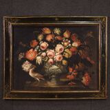 Paintings from the Lombard school of the 17th century, pair of still life with vase of flowers
