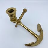 Vintage brass marine anchor candlestick