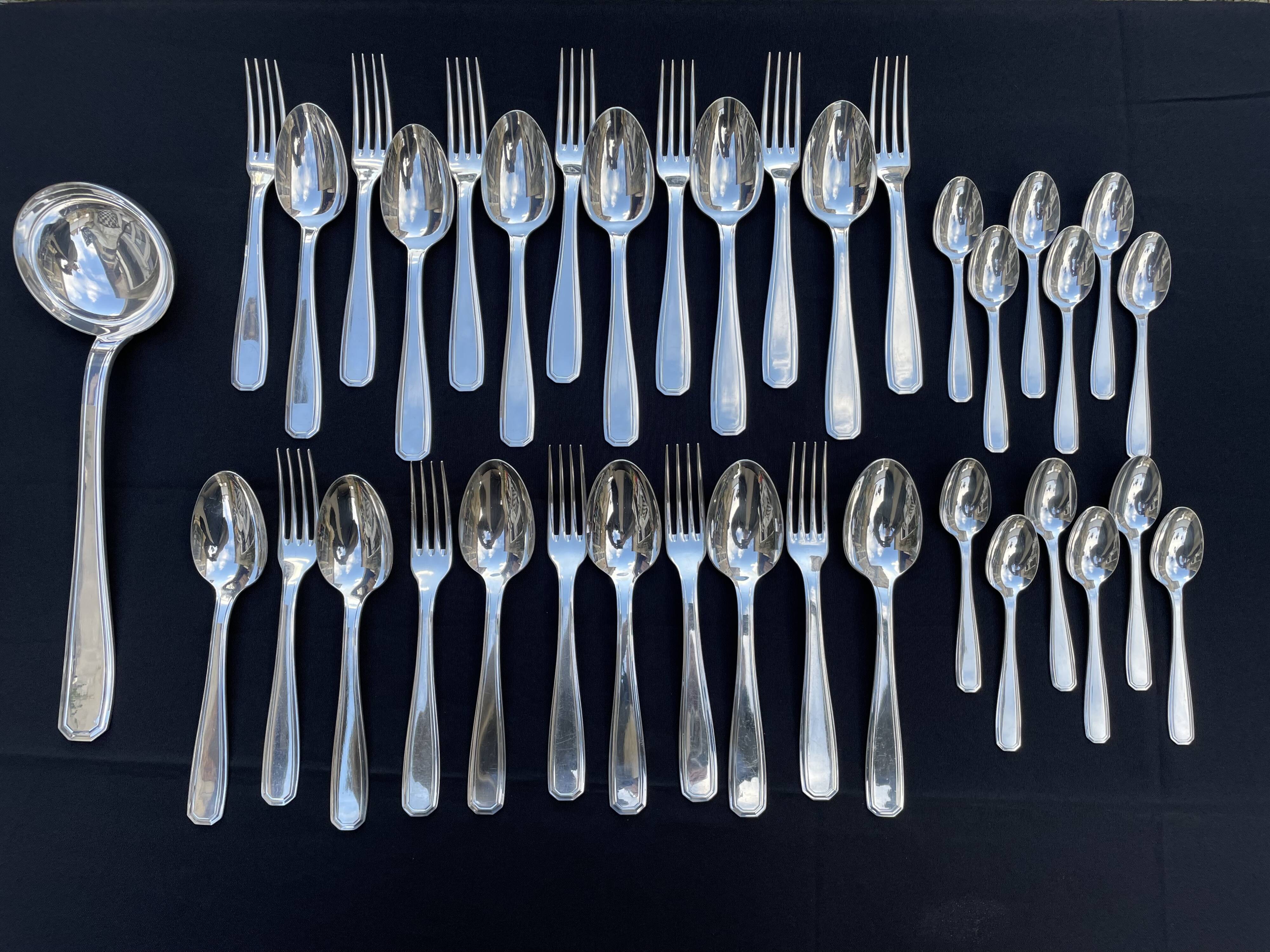 Cutlery set 37 pieces – Alfénide for Christofle América model - Luc Lanel