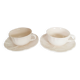 Set of 2 antique tea or chocolate cups with saucers, in earthenware from L