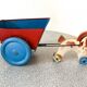 Horse cart and tin cart, old pull toy.