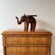 Support de plante en bois vintage en forme d'éléphant