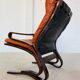 Vintage Scandinavian cognac lounge chair by Oddvin Rykken