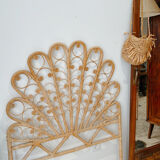 Vintage headboard peacock rattan