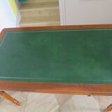 Minister's desk style L. Philippe – 2 drawers – cherry wood – faux leather desk mat