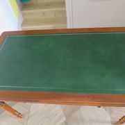 Minister's desk style L. Philippe – 2 drawers – cherry wood – faux leather desk mat