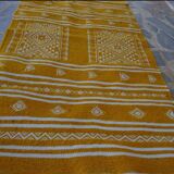 Kilim yellow and white handmade carpet , 60x105cm