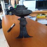 Candle holder with 4 lights in handcrafted wrought iron - Brutalist style