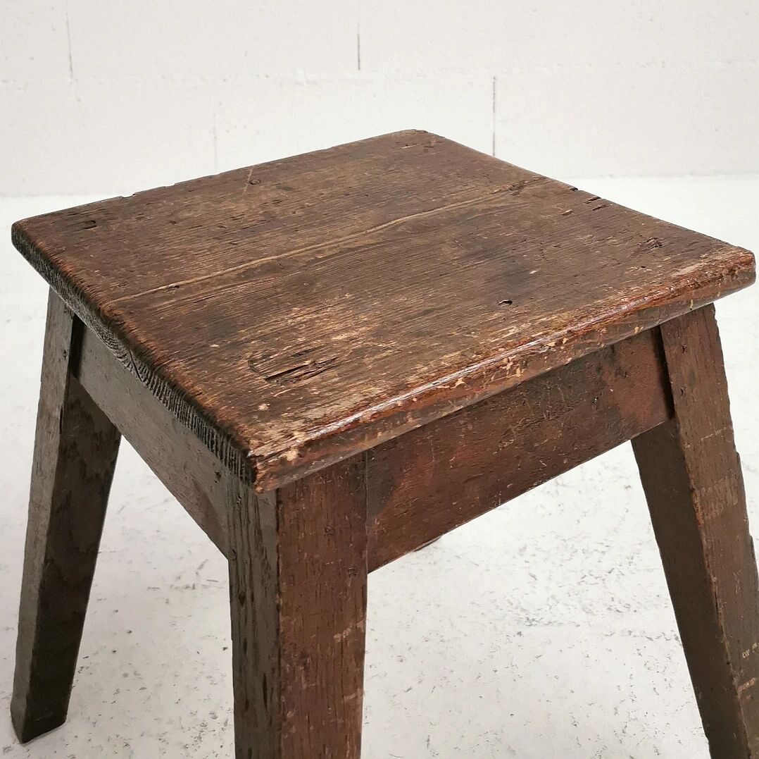 Low pine workshop stool, 1950