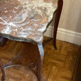 Louis XV Style Side Table with Marble Top - Late 19th Century