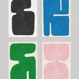 Set of 4 abstract arts with minimalist shapes